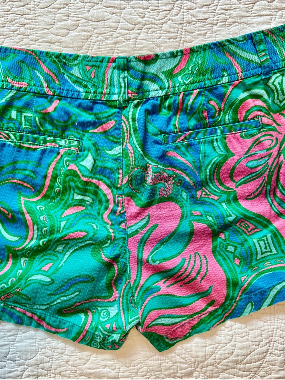 Lilly Pulitzer Pink, Green & Blue Paisley High-Rise Shorts - Picture 5 of 5